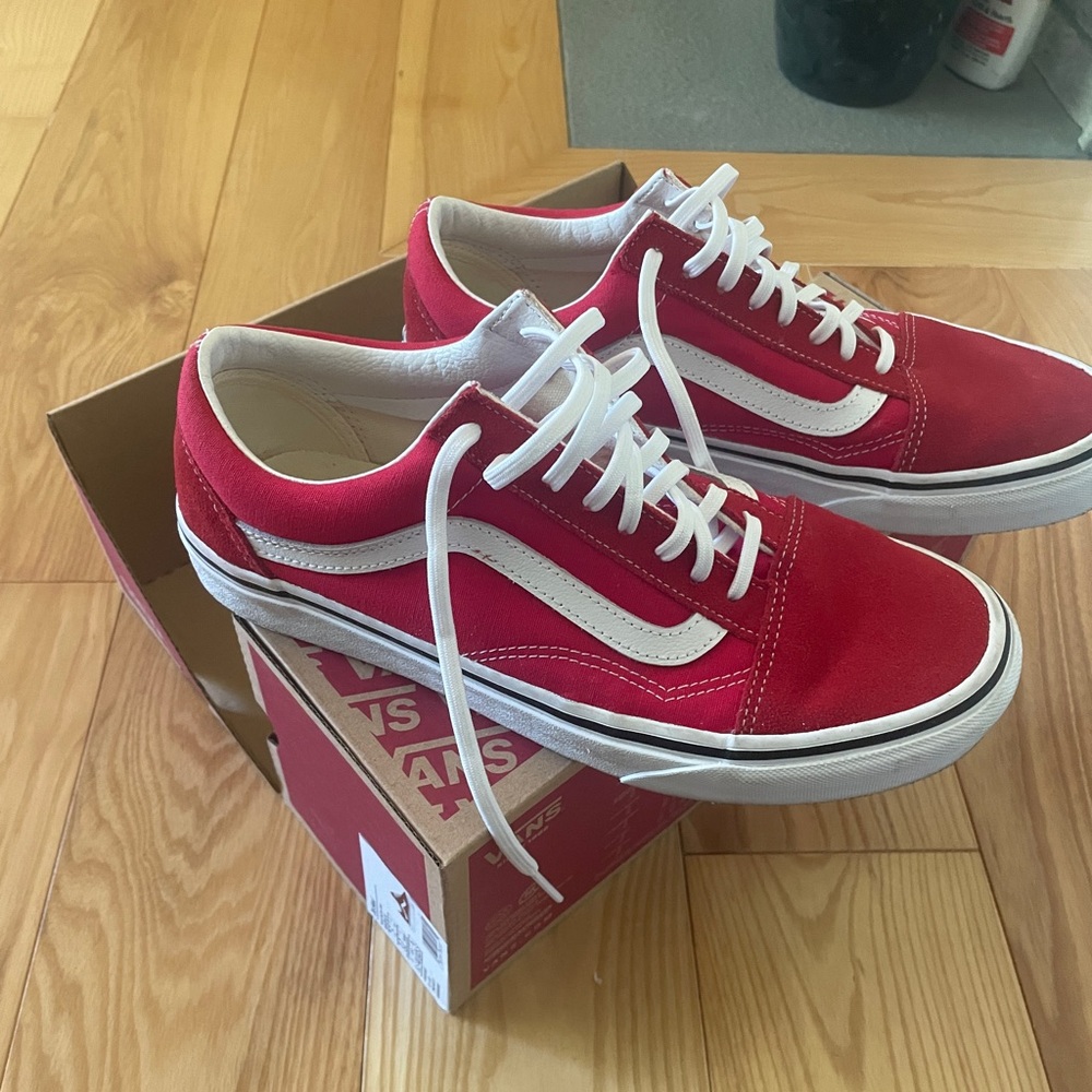 Red Old Skool Vans - Size 9 (with box!)